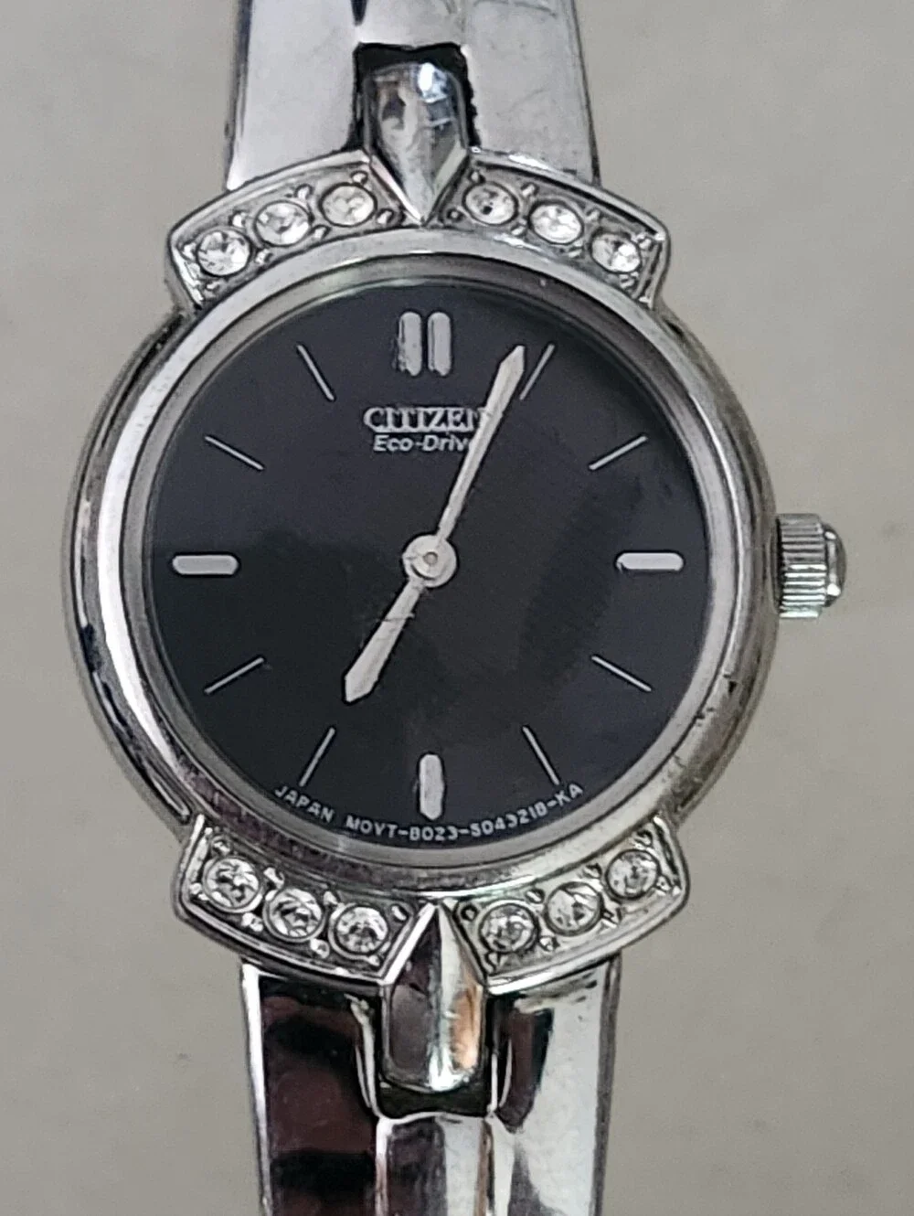 Citizen Eco Drive Silhouette Black Dial Ladies Silver Tone Watch